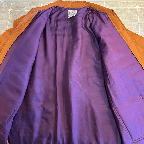 Arleen Bowman Chin Chin Silk Quilted Jacket Rust Orange Purple Women’s M Vintage - Picture 10 of 11